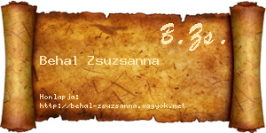 Behal Zsuzsanna névjegykártya